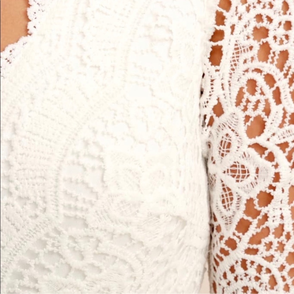 NWT - Lulus White Long Sleeve Bridal Dress - Picture 7 of 13